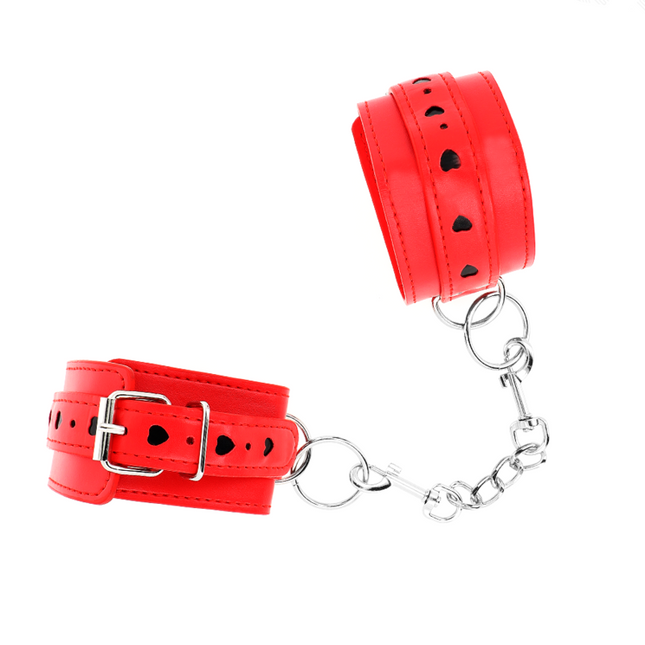 KINK - APPAREILS-POIGNETS ROUGES AVEC INCRUSTATION COEUR NOIR RÉGLABLE 21-28 CM X 5,5 CM by KINK WRIST RESTRAINT