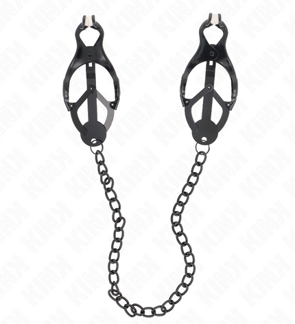 KINK - PINCES À METELLES TRÈFLE JAPONAIS AVEC CHAÎNE NOIR 30 CM by KINK NIPPLE GRIP
