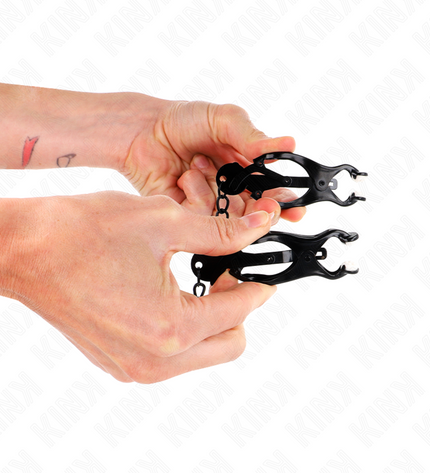 KINK - PINCES À METELLES TRÈFLE JAPONAIS AVEC CHAÎNE NOIR 30 CM by KINK NIPPLE GRIP