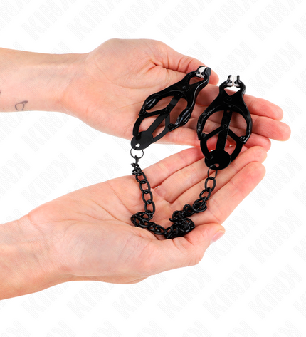 KINK - PINCES À METELLES TRÈFLE JAPONAIS AVEC CHAÎNE NOIR 30 CM by KINK NIPPLE GRIP