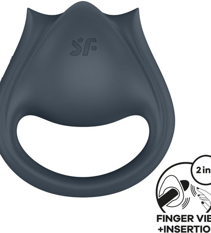 SATISFYER - PERFECT PAIR 2 MULTIVIBRATEUR 2 EN 1 ANNEAU PÉNIS ET STIMULATEUR DE DOIGTS GRIS by SATISFYER PARTNER