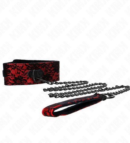 KINK - COLLIER DENTELLE AVEC CEINTURE AVEC CEINTURE EN CUIR VRAI 105 CM / 44 X 5,5 CM by KINK COLLAR & GAG