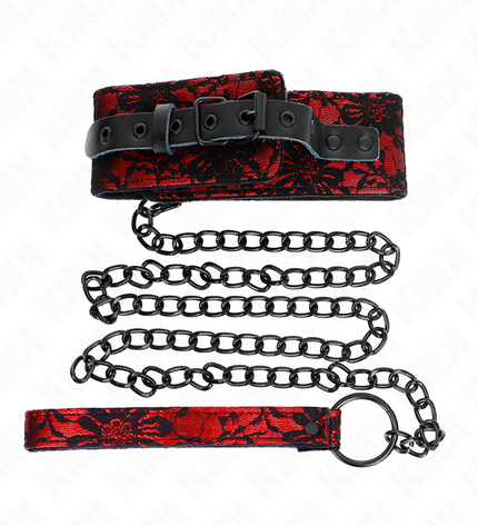 KINK - COLLIER DENTELLE AVEC CEINTURE AVEC CEINTURE EN CUIR VRAI 105 CM / 44 X 5,5 CM by KINK COLLAR & GAG
