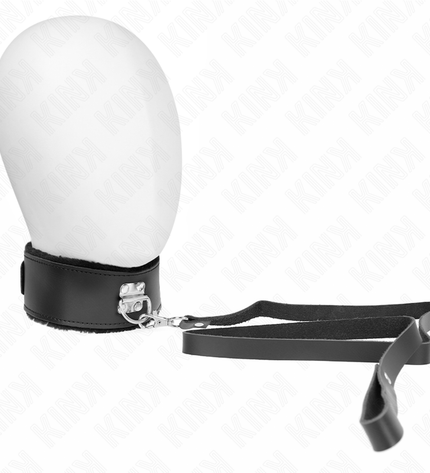 KINK - COLLIER AVEC CEINTURE 116 CM AVEC BRACELET EN CUIR NOIR AJUSTABLE 40-48 CM X 6 CM by KINK COLLAR & GAG