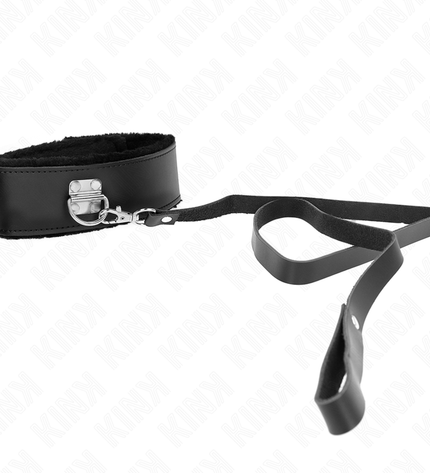 KINK - COLLIER AVEC CEINTURE 116 CM AVEC BRACELET EN CUIR NOIR AJUSTABLE 40-48 CM X 6 CM by KINK COLLAR & GAG