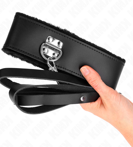 KINK - COLLIER AVEC CEINTURE 116 CM AVEC BRACELET EN CUIR NOIR AJUSTABLE 40-48 CM X 6 CM by KINK COLLAR & GAG
