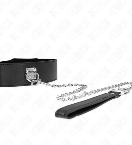 KINK - COLLIER AVEC CEINTURE 65 CM AVEC LARGE BRACELET NOIR AJUSTABLE 33,5-41 CM X 5 CM by KINK COLLAR & GAG