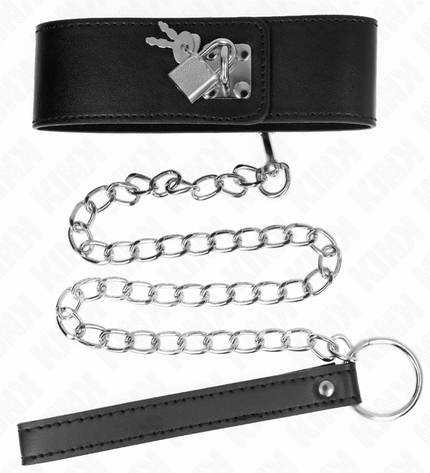 KINK - COLLIER AVEC CEINTURE 65 CM AVEC LARGE BRACELET NOIR AJUSTABLE 33,5-41 CM X 5 CM by KINK COLLAR & GAG