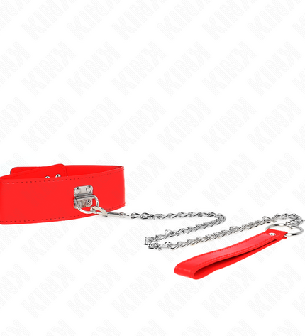 KINK - COLLIER AVEC CEINTURE 65 CM AVEC LARGE BRACELET ROUGE AJUSTABLE 33,5-41 CM X 5 CM by KINK COLLAR & GAG