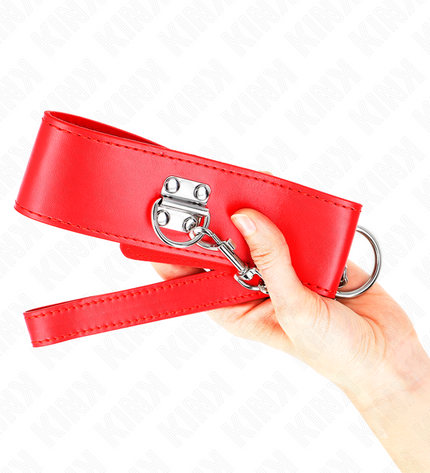 KINK - COLLIER AVEC CEINTURE 65 CM AVEC LARGE BRACELET ROUGE AJUSTABLE 33,5-41 CM X 5 CM by KINK COLLAR & GAG