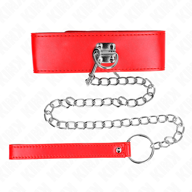 KINK - COLLIER AVEC CEINTURE 65 CM AVEC LARGE BRACELET ROUGE AJUSTABLE 33,5-41 CM X 5 CM by KINK COLLAR & GAG