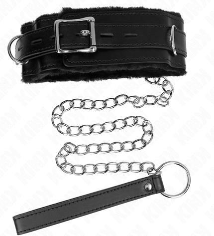 KINK - COLLIER AVEC LAISSE 65 CM AVEC RESTRICTIONS NOIR 36-42 CM X 5,5 CM by KINK COLLAR & GAG