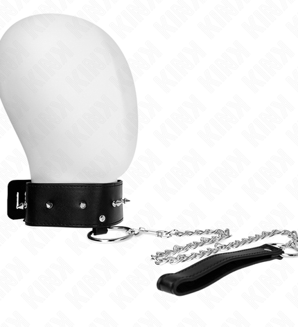 KINK - COLLIER 65 CM AVEC LAISSE AVEC CLOUS ARGENTÉS MODÈLE 2 RÉGLABLE 36-43 CM X 5 CM by KINK COLLAR & GAG