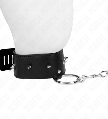 KINK - COLLIER 65 CM AVEC LAISSE AVEC CLOUS ARGENTÉS MODÈLE 2 RÉGLABLE 36-43 CM X 5 CM by KINK COLLAR & GAG