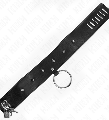 KINK - COLLIER 65 CM AVEC LAISSE AVEC CLOUS ARGENTÉS MODÈLE 2 RÉGLABLE 36-43 CM X 5 CM by KINK COLLAR & GAG
