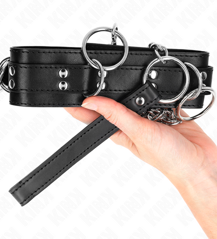 KINK - COLLIER ESCLAVAGE 3 ANNEAUX AVEC SANGLE 80 CM 53 X 5 CM by KINK COLLAR & GAG