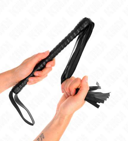 KINK - FOUET AVEC MANCHE TEXTURÉ NOIR 48,5 CM by KINK IMPACT & TOUCH