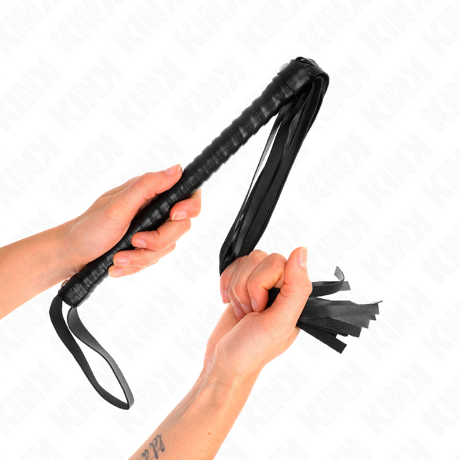 KINK - FOUET AVEC MANCHE TEXTURÉ NOIR 48,5 CM by KINK IMPACT & TOUCH
