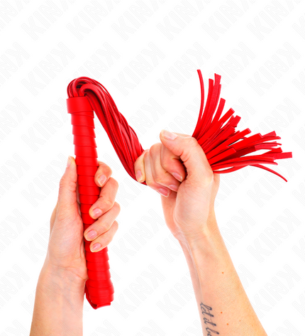 KINK - FOUET AVEC MANCHE TEXTURÉ ROUGE 48,5 CM by KINK IMPACT & TOUCH