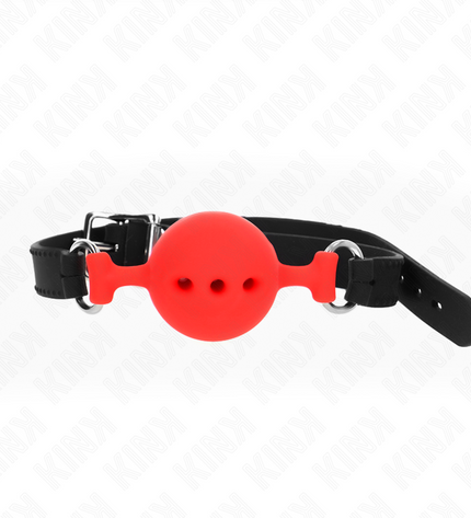 KINK - BAG ENTIER EN SILICONE 55 x 2 CM AVEC BOULE DE 4,5 CM TAILLE M ROUGE AJUSTABLE 35-51 CM by KINK COLLAR & GAG