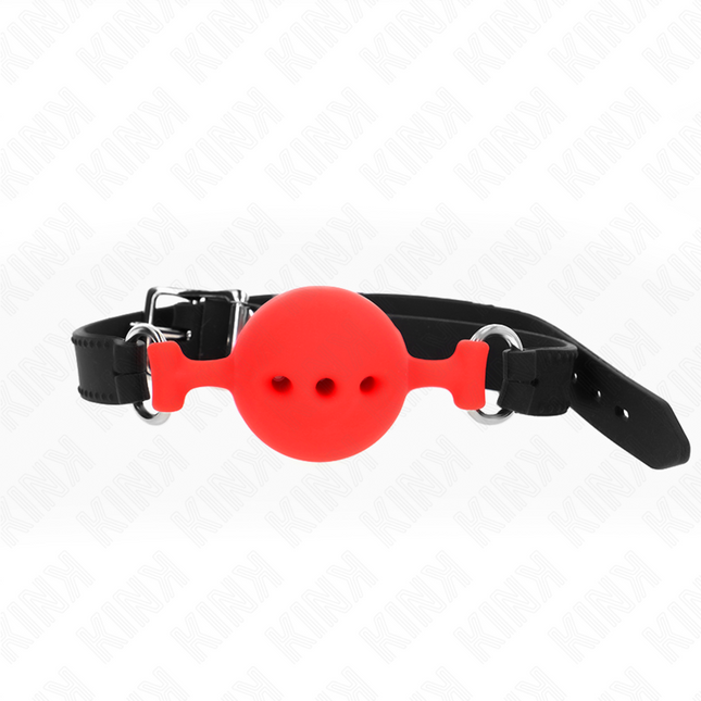 KINK - BAG ENTIER EN SILICONE 55 x 2 CM AVEC BOULE DE 4,5 CM TAILLE M ROUGE AJUSTABLE 35-51 CM by KINK COLLAR & GAG