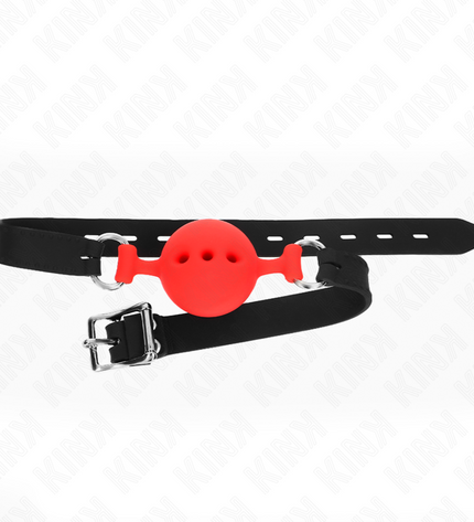KINK - BAG ENTIER EN SILICONE 55 x 2 CM AVEC BOULE DE 4,5 CM TAILLE M ROUGE AJUSTABLE 35-51 CM by KINK COLLAR & GAG
