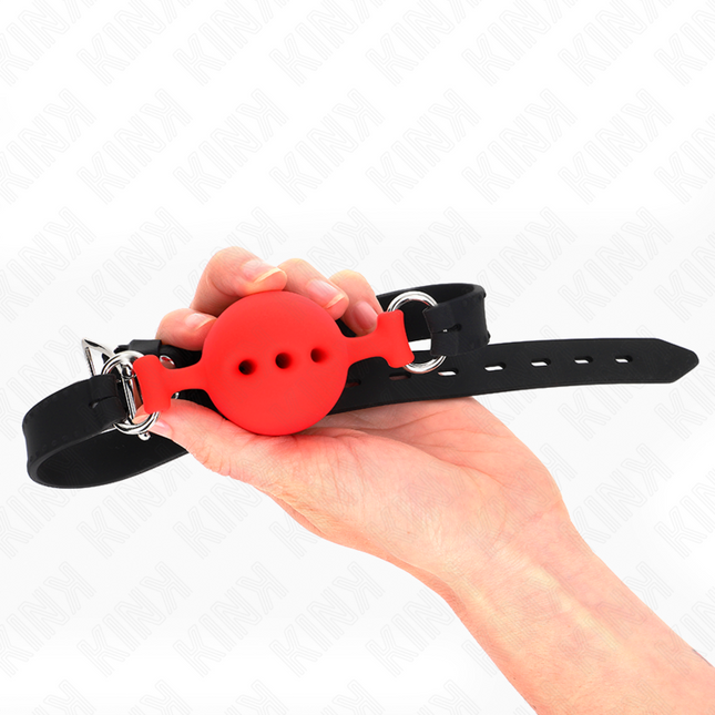KINK - BAG ENTIER EN SILICONE 55 x 2 CM AVEC BOULE DE 4,5 CM TAILLE M ROUGE AJUSTABLE 35-51 CM by KINK COLLAR & GAG