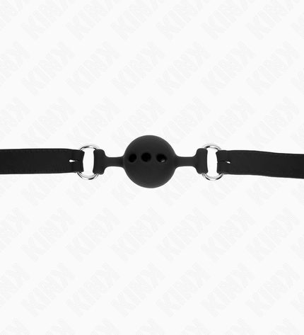 KINK - BÂILLON ENTIÈREMENT SILICONE 55 x 2 CM AVEC BOULE DE 4 CM TAILLE S NOIR AJUSTABLE 35-51 CM by KINK COLLAR & GAG
