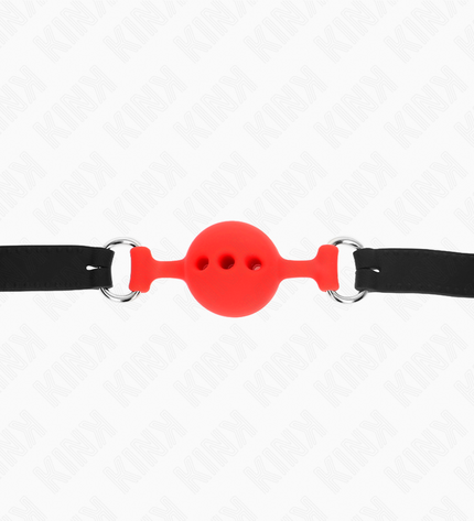 KINK - BÂILLON ENTIÈREMENT SILICONE 55 x 2 CM AVEC BOULE DE 4 CM TAILLE S ROUGE AJUSTABLE 35-51 CM by KINK COLLAR & GAG