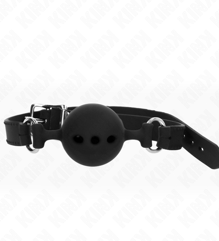 KINK - BÂTON ENTIEREMENT SILICONE 55 x 2 CM AVEC BOULE DE 5 CM TAILLE L NOIR AJUSTABLE 35-51 CM by KINK COLLAR & GAG