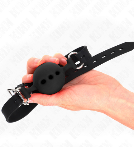 KINK - BÂTON ENTIEREMENT SILICONE 55 x 2 CM AVEC BOULE DE 5 CM TAILLE L NOIR AJUSTABLE 35-51 CM by KINK COLLAR & GAG