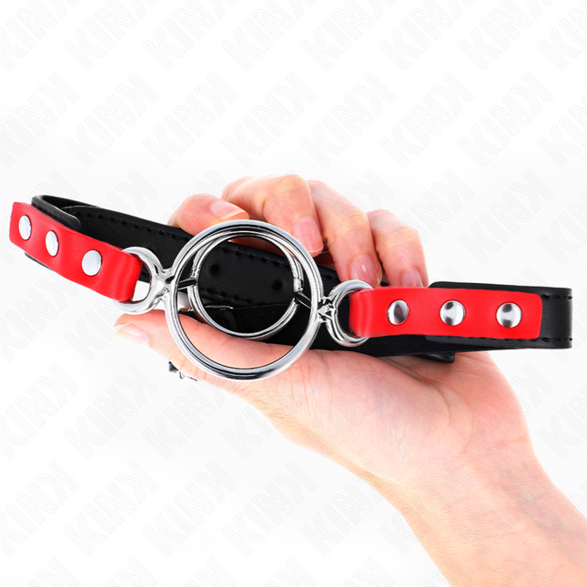 KINK - GAG AVEC PLUSIEURS O-RINGS 4 / 4,8 CM ROUGE 38 X 56 CM by KINK COLLAR & GAG