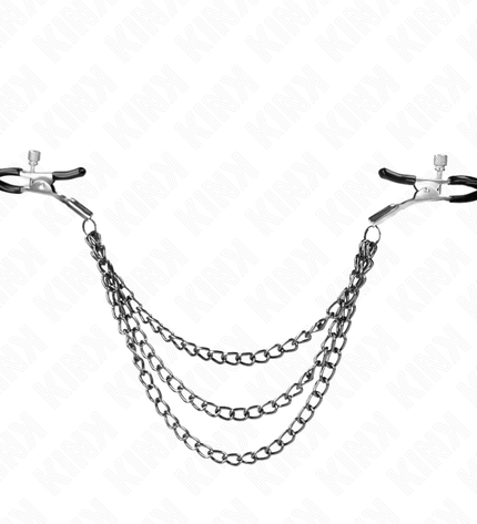 KINK - PINCES À METELIER AVEC 3 CHAÎNES NOIRES 20/23/28 CM by KINK NIPPLE GRIP