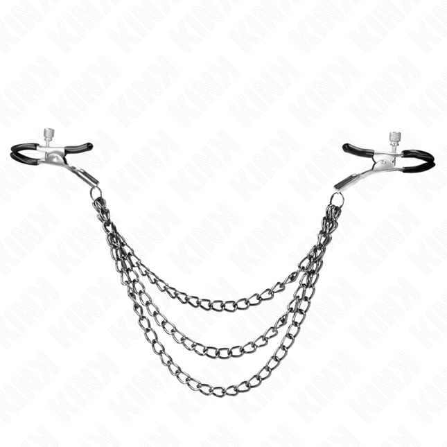 KINK - PINCES À METELIER AVEC 3 CHAÎNES NOIRES 20/23/28 CM by KINK NIPPLE GRIP