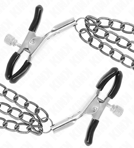 KINK - PINCES À METELIER AVEC 3 CHAÎNES NOIRES 20/23/28 CM by KINK NIPPLE GRIP