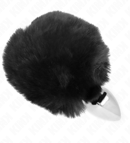KINK - BOUCHON EN ACIER INOXYDABLE 7 x 3 CM AVEC QUEUE DE LAPIN EN FAUSSE FOURRURE NOIRE 8 CM by KINK PLEASURE PLUGS
