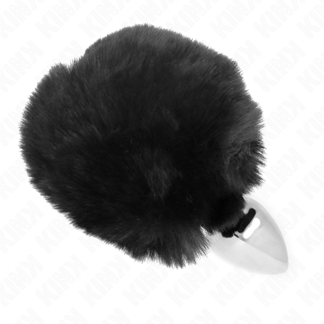 KINK - BOUCHON EN ACIER INOXYDABLE 7 x 3 CM AVEC QUEUE DE LAPIN EN FAUSSE FOURRURE NOIRE 8 CM by KINK PLEASURE PLUGS