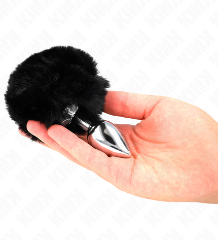 KINK - BOUCHON EN ACIER INOXYDABLE 7 x 3 CM AVEC QUEUE DE LAPIN EN FAUSSE FOURRURE NOIRE 8 CM by KINK PLEASURE PLUGS