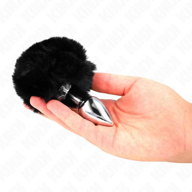 KINK - BOUCHON EN ACIER INOXYDABLE 7 x 3 CM AVEC QUEUE DE LAPIN EN FAUSSE FOURRURE NOIRE 8 CM by KINK PLEASURE PLUGS