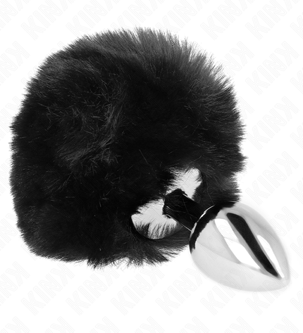 KINK - BOUCHON EN ACIER INOXYDABLE 7 x 3 CM AVEC QUEUE DE LAPIN EN FAUSSE FOURRURE NOIRE 8 CM by KINK PLEASURE PLUGS
