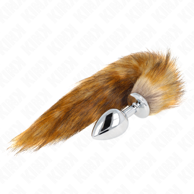 KINK - PLUG ANAL TAILLE L 10 X 4 CM AVEC QUEUE SYNTHÉTIQUE 40 CM MARRON - Concombre Boutique