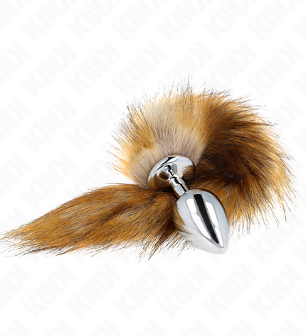 KINK - PLUG ANAL TAILLE L 10 X 4 CM AVEC QUEUE SYNTHÉTIQUE 40 CM MARRON - Concombre Boutique