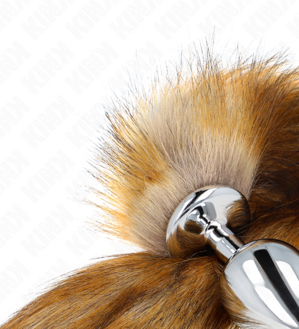 KINK - PLUG ANAL TAILLE L 10 X 4 CM AVEC QUEUE SYNTHÉTIQUE 40 CM MARRON - Concombre Boutique