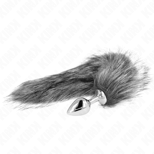 KINK - PLUG ANAL TAILLE M 8 X 3,5 CM AVEC QUEUE SYNTHÉTIQUE 40 CM GRIS by KINK PLEASURE PLUGS