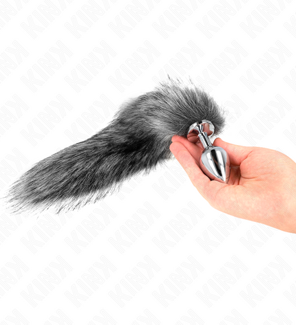 KINK - PLUG ANAL TAILLE M 8 X 3,5 CM AVEC QUEUE SYNTHÉTIQUE 40 CM GRIS by KINK PLEASURE PLUGS