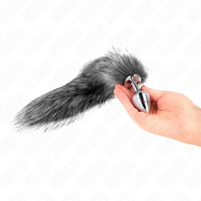 KINK - PLUG ANAL TAILLE M 8 X 3,5 CM AVEC QUEUE SYNTHÉTIQUE 40 CM GRIS by KINK PLEASURE PLUGS