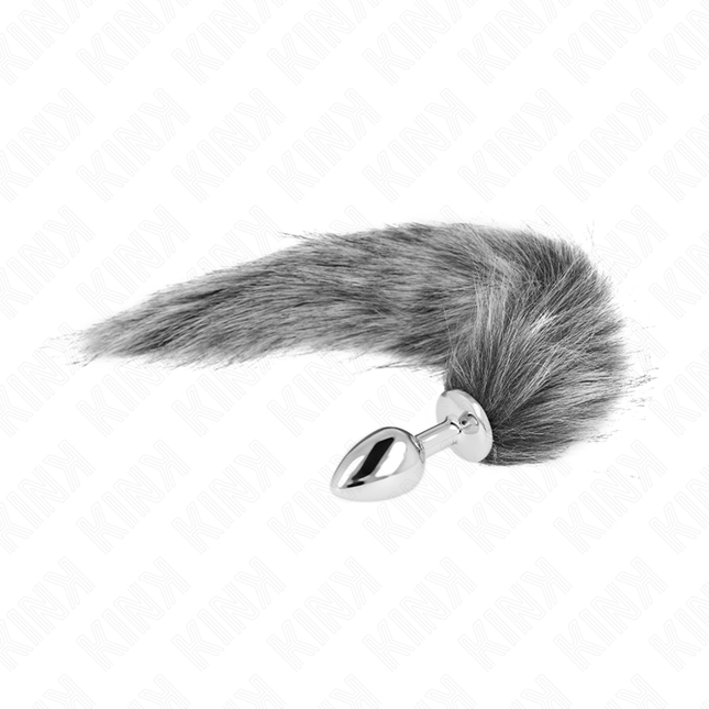 KINK - PLUG ANAL TAILLE S 7 X 3 CM AVEC QUEUE SYNTHÉTIQUE 40 CM GRIS by KINK PLEASURE PLUGS