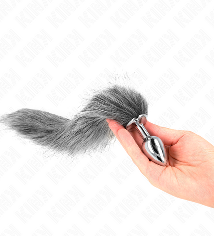 KINK - PLUG ANAL TAILLE S 7 X 3 CM AVEC QUEUE SYNTHÉTIQUE 40 CM GRIS by KINK PLEASURE PLUGS