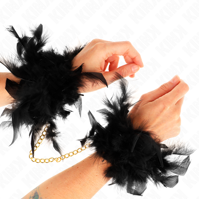 KINK - MANCHETTES EN PLUME AVEC CHAÎNE OR MODÈLE 1 by KINK WRIST RESTRAINT