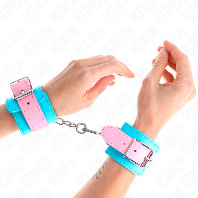 KINK - MIGNONS ATTENTES-POIGNETS BLEU/ROSE AJUSTABLES 16-28 CM X 5 CM by KINK WRIST RESTRAINT